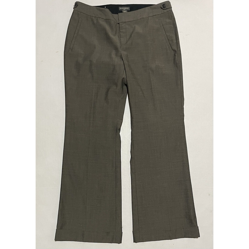 Banana Republic Wool Blend‎ Pleated 14 X 33 Gray Brown Taupe Wide Leg Cuffed